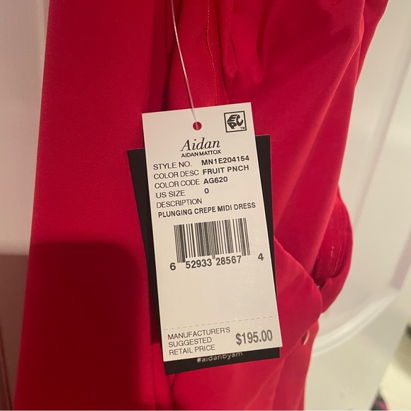 Aidan Mattox Plunging Crepe Midi Dress NWT - Picture 9 of 9